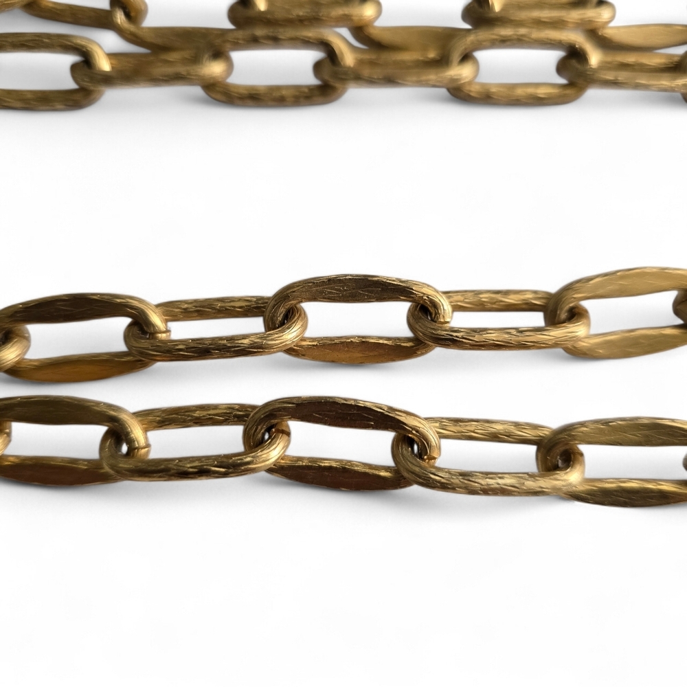 Vintage Gold-Tone Elongated Link Chain Necklace – 23" – Statement Layering Piece - Picture 3 of 4
